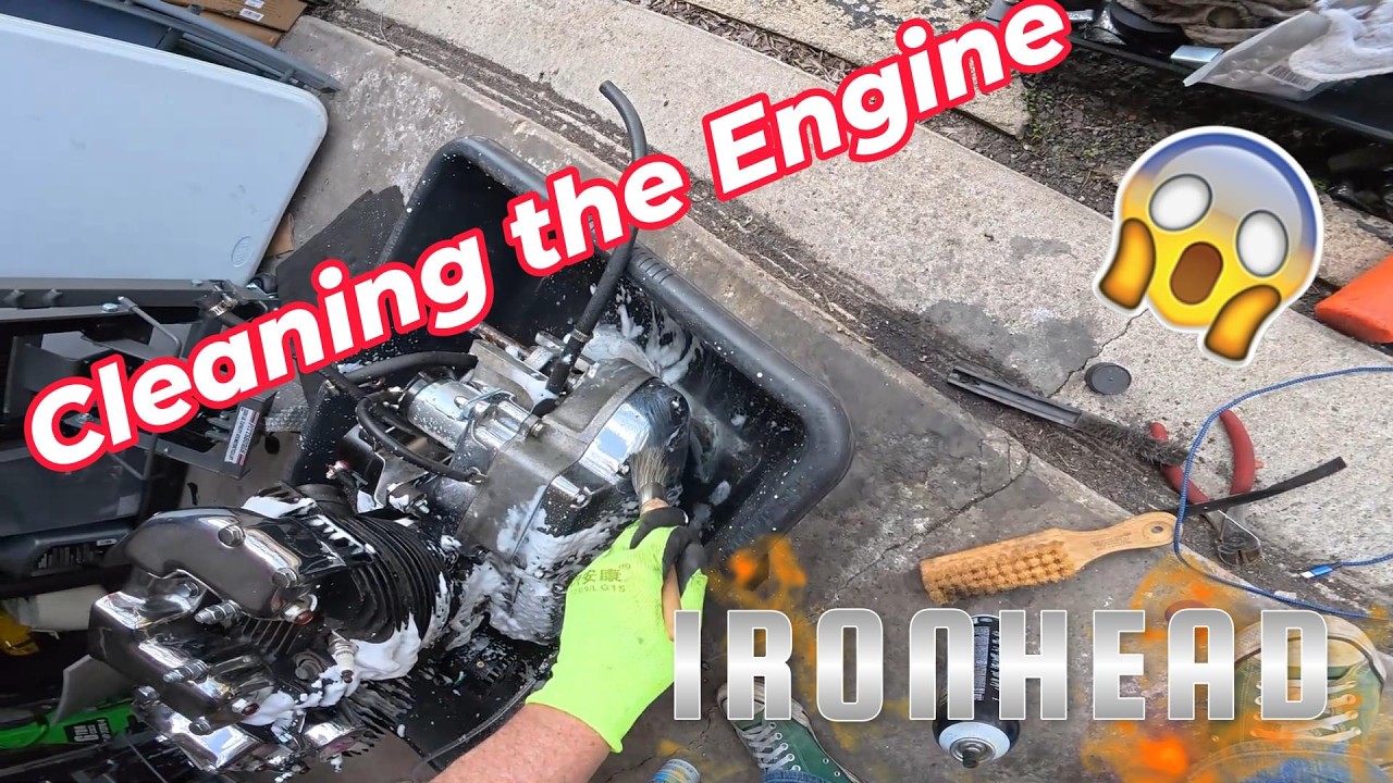 1973 Harley Sportster-FrankenHarley-Cleaning the engine - YouTube