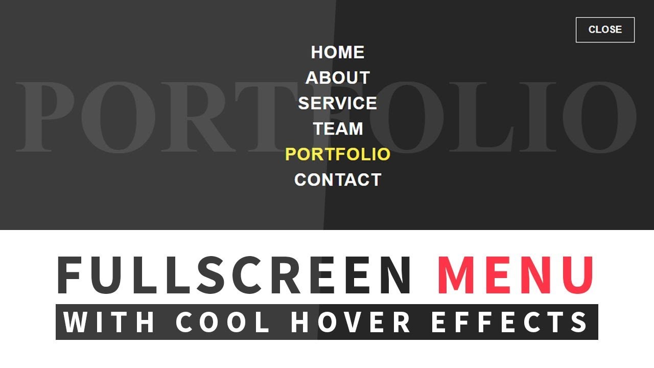 Full screen Overlay Navigation With Cool Hover Effects | Html CSS and ...