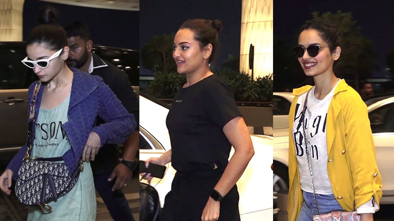 Alia Bhatt | Sonakshi Sinha | Manushi Chhillar Spotted At Airport - YouTube