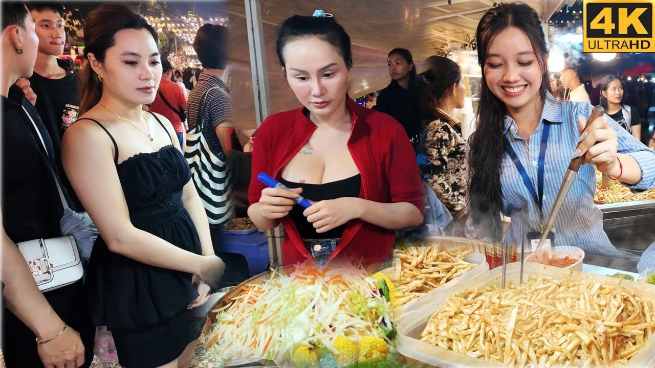 Street Food Near Phnom Penh Riverside | Cambodia Food Tour 2025 in 4K UHD