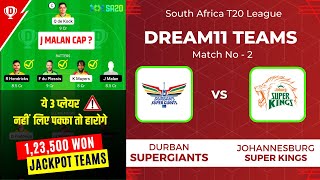 DUR vs JOH Dream11 Team | Durban Super Giants vs Johannesburg Super Kings Match Prediction SA T20