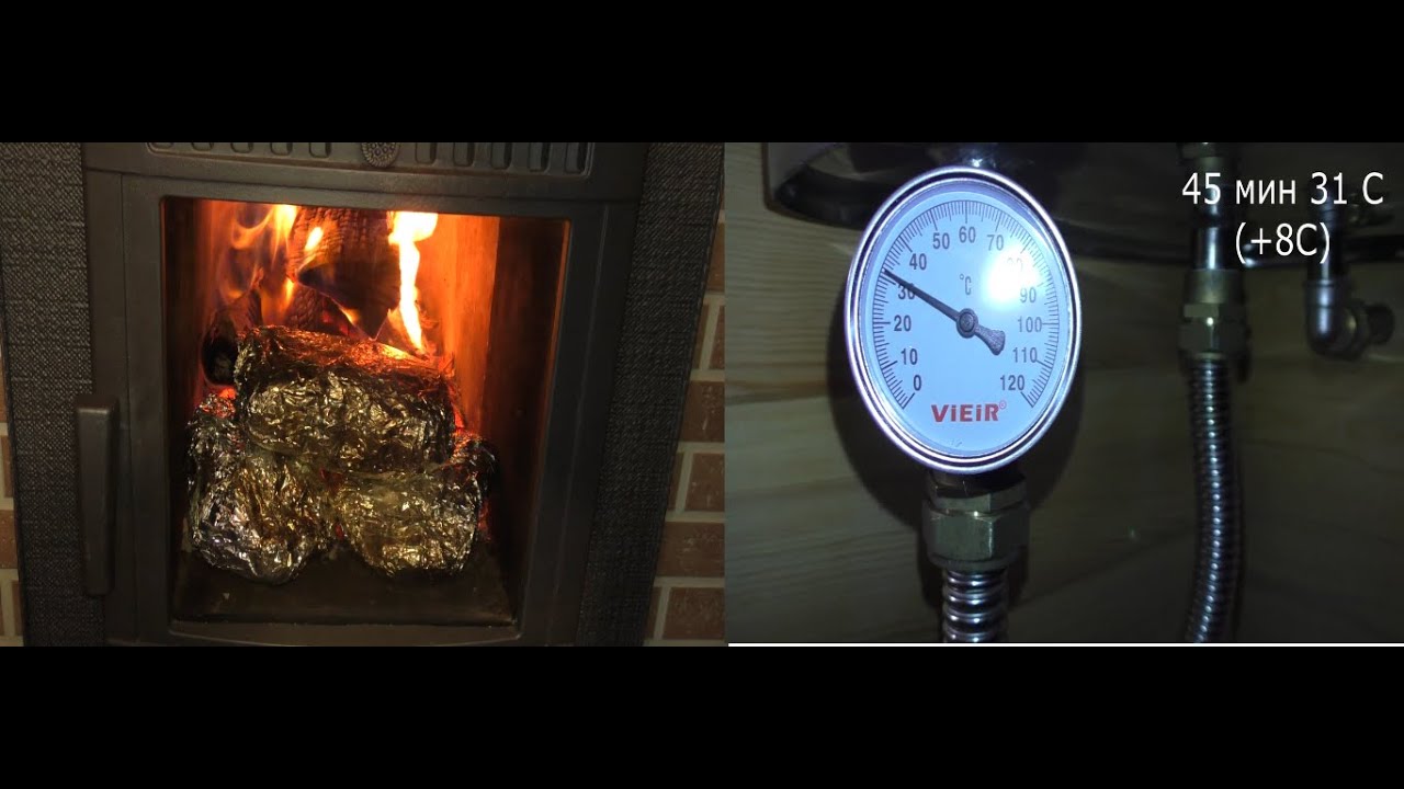 Как греет воду в баке теплообменник?! Запекаем мясо в банной печи ...