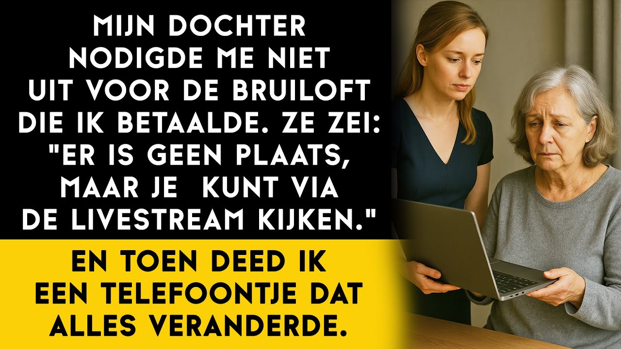 Ik dacht dat het een lief berichtje was van mijn dochter, vlak voor haar bruiloft. In plaats daarvan stond er: "Mam, we hebben besloten dat je de ceremonie beter via een livestream kunt volgen....