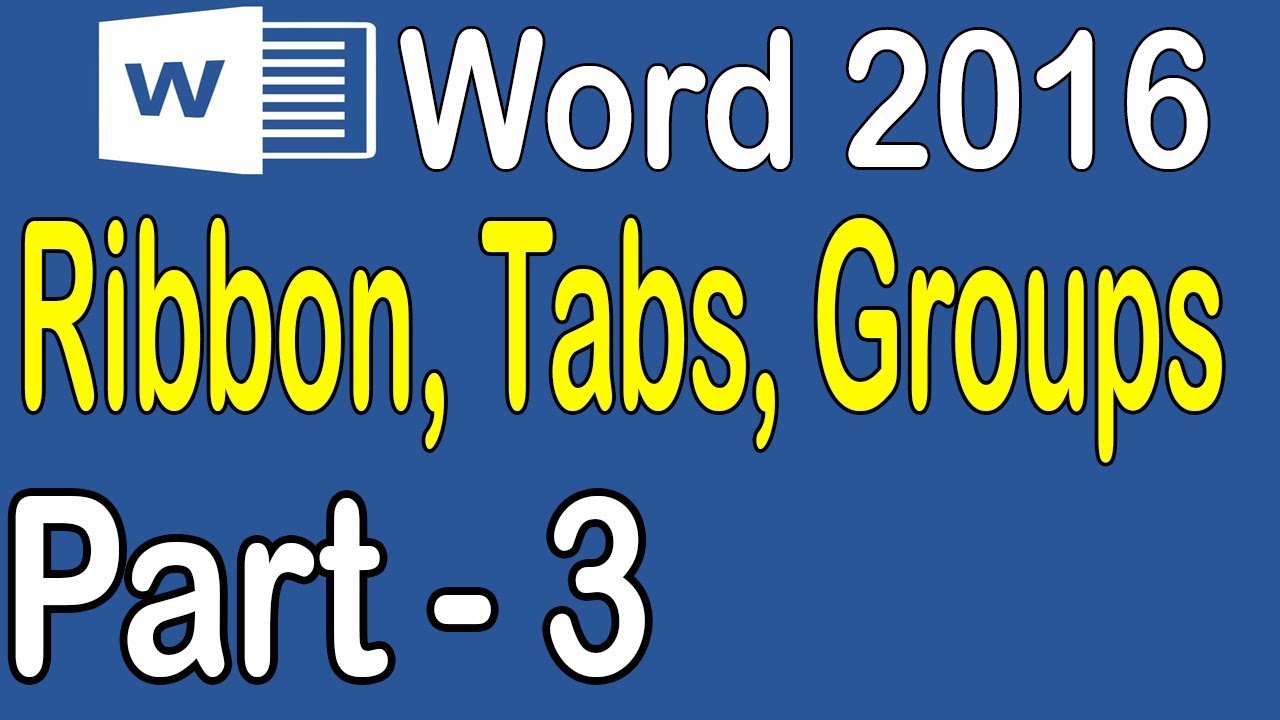 Ribbon Tabs Groups in MS Word 2016  Tutorial in Hindi / Urdu Part 3