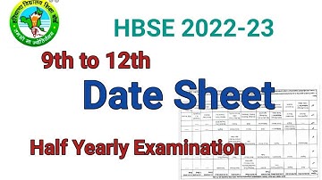 9th to 12th Half Yearly Exam  2022-23 Date Sheet; Ardhvaarshik Pariksha Date Sheet ; HBSE