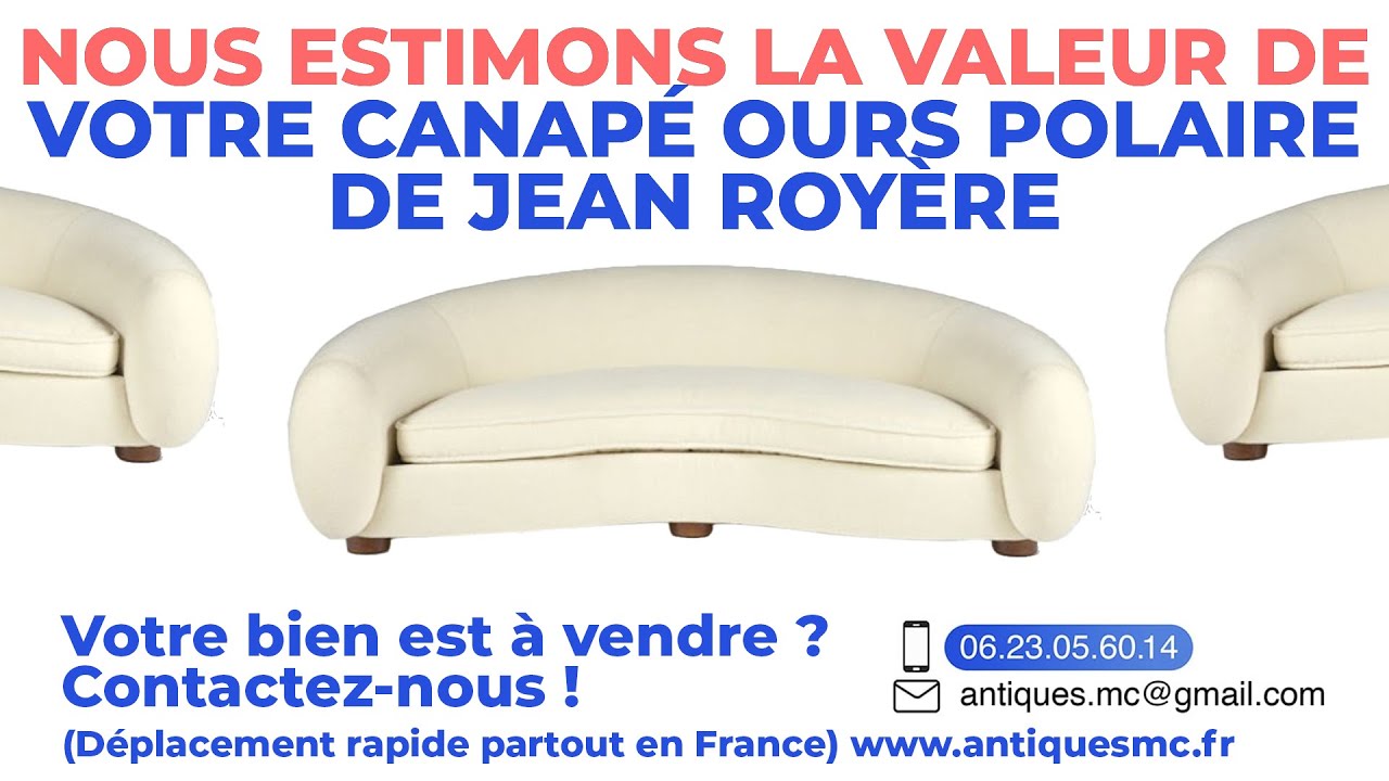 Canapé Ours Polaire Jean Royère estimation - YouTube