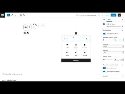 Add a Social Follow block in WordPress Gutenberg Editor