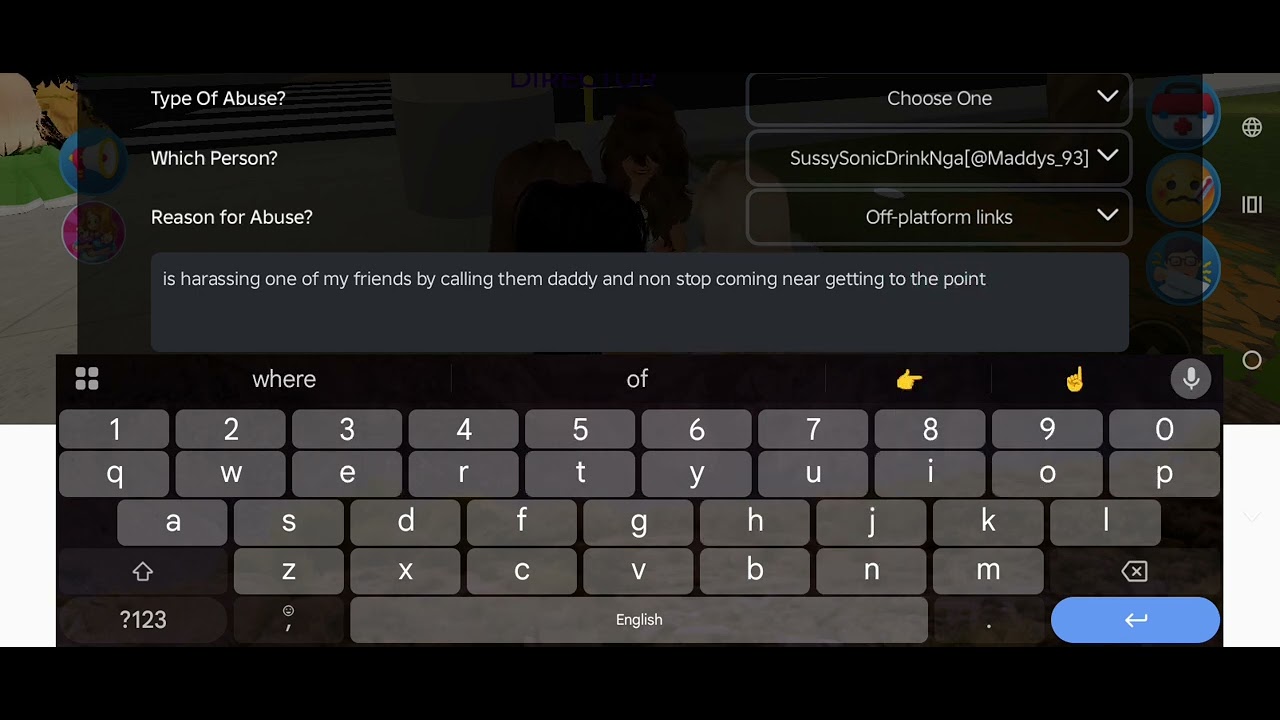 Girl harassment on Roblox on my friend