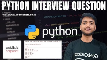 Solving Publicis Sapient  Python Data Engineer Interview Question | Second Round Interview |