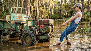Talent Girl Restores Abandoned 1990s Agricultural Diesel Power Tiller Truck in 3 Days