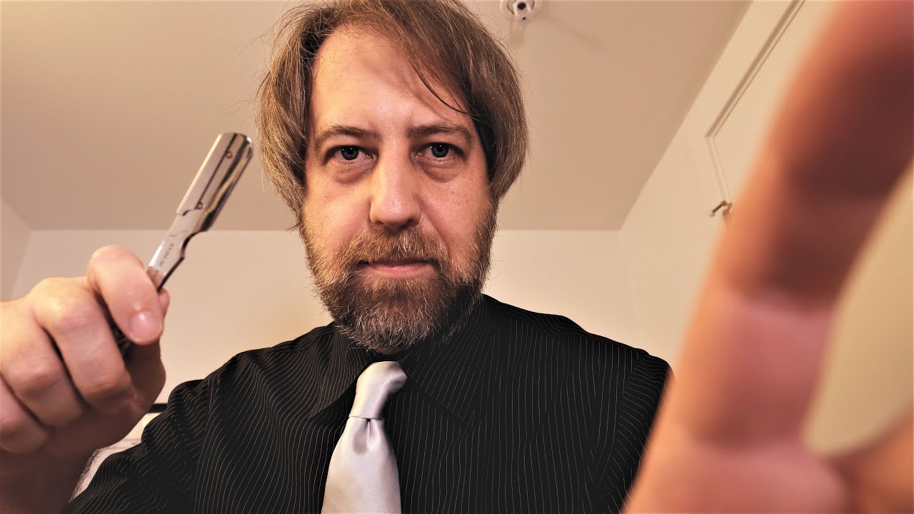 ASMR Hot Shave and Haircut Trim at the Barbershop - barber roleplay