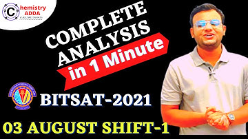 BITSAT 2021 | 03 August Shift-1 | Paper Analysis & Review | Difficulty Level #bitsat2021