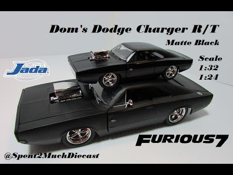 Jada Fast /& Furious Doms Matte Black 1970 Dodge Charger R//T 1:24 Die Cast Vehicle