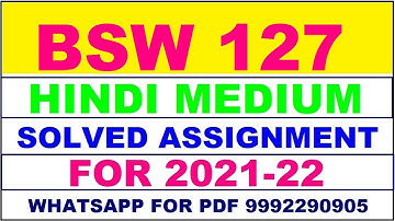 BSW 127 Solved Assignment 2021-22 in HINDI,  Whatsapp For Pdf  9992290905.