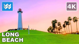 [4K] Sunset at Shoreline Village in Long Beach, California USA - Walking Tour & Travel Guide 🎧