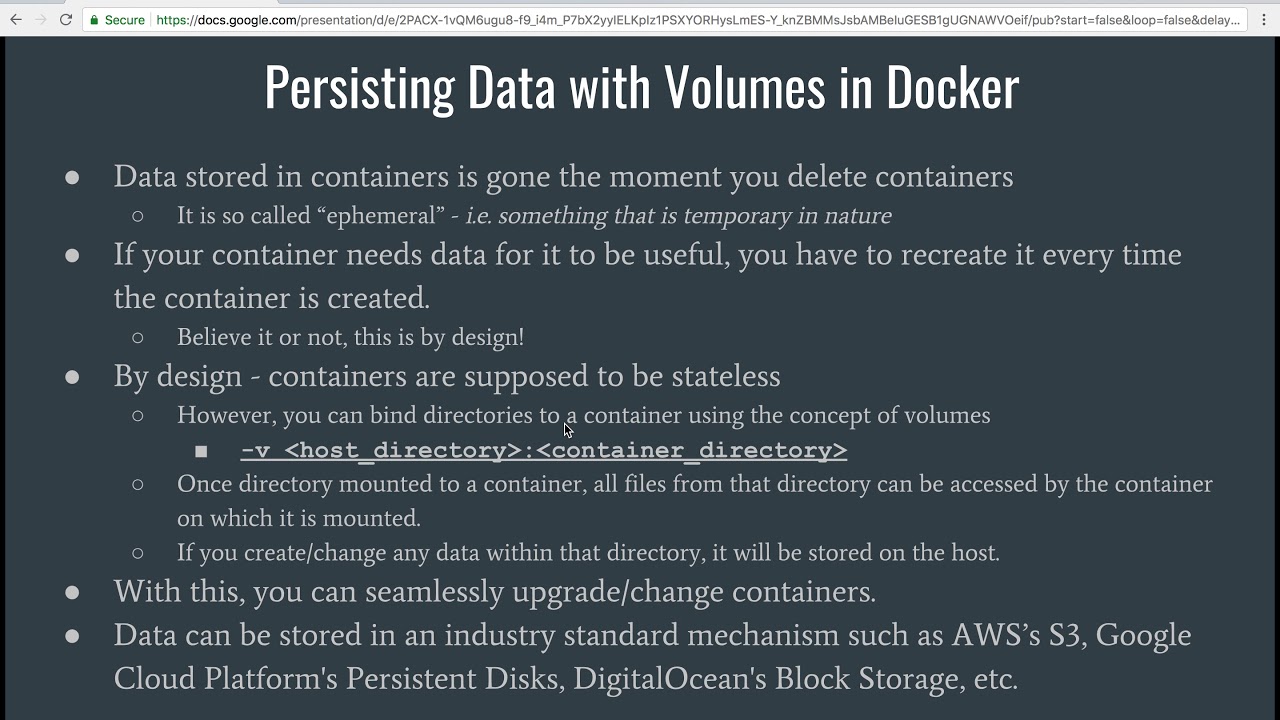 Persisting Data with Volumes in Docker - YouTube