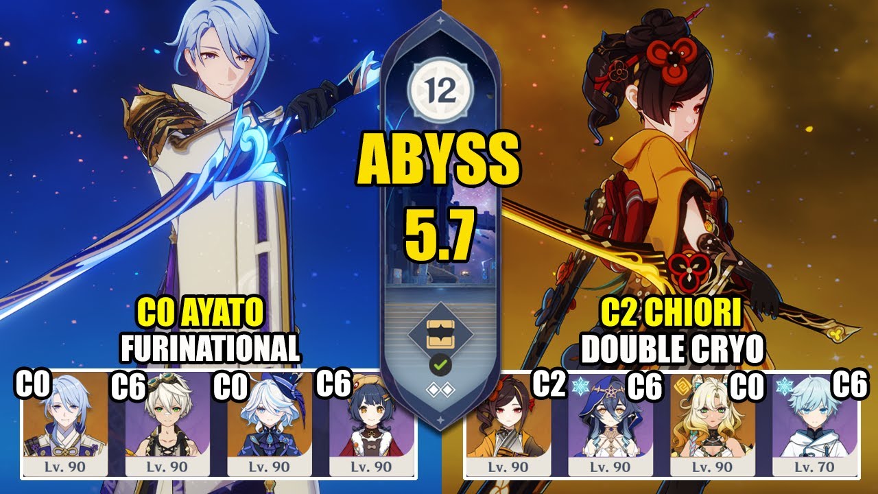 【Genshin Impact Бездна 5.7】C0 Аято Фуринационал + C2 Тиори с двойным Крио｜原神 Spiral Abyss