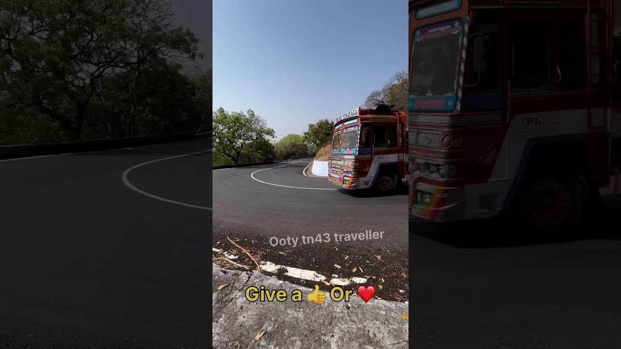 Leyland truck perfect u turn in sharp curve ghat road hairpin bend 