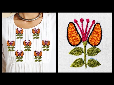 Neck Embroidery Design For Dress / Kurti, Hand Embroidery Tutorial