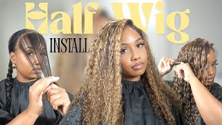 HIGHLIGHTED CURLY HALF WIG || Beginner- Friendly & No Glue FT. ISEE HAIR
