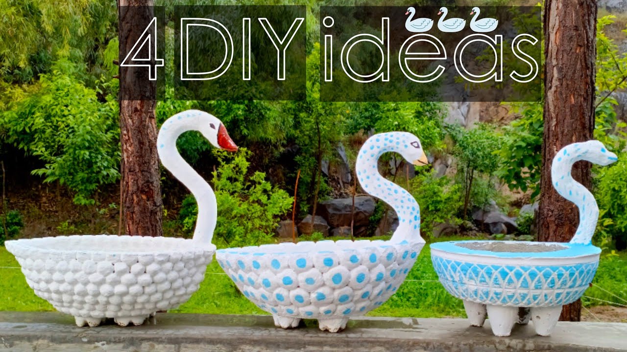 DIY Swan Flower Pots | Effective and Creative Way To Make Garden Flower Pots For You