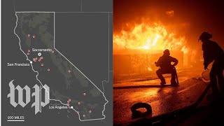 Massive wildfires are blazing in northern and southern california,
ravaging both ends of the state. take a look at where fires damage
they ha...