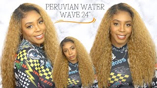 Outre 100% Human Hair Blend 5X5 Hd Lace Closure Wig - Hhb Peruvian Water Wave 24 --/Wigtypes.Com