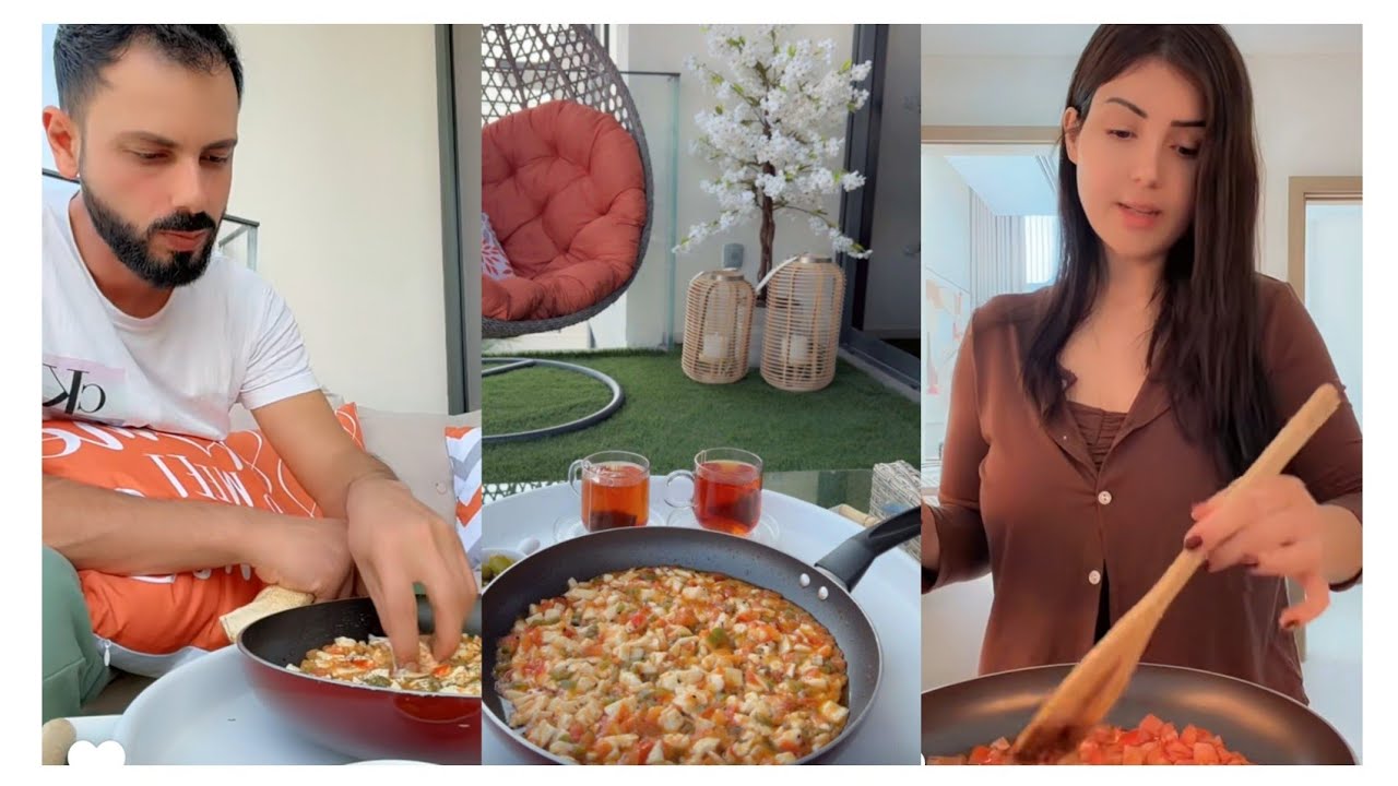 نور وعصام 🥰  فطورنا ليوم جبنه مع خضروات يسلام سلم 😋