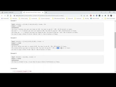 Leetcode Weekly contest 297 Easy-  Calculate Amount Paid in Taxes