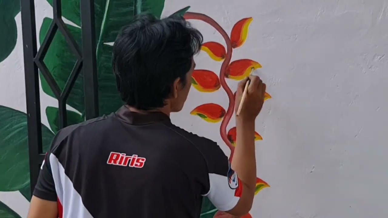 cara mengambar mural di tembok simple