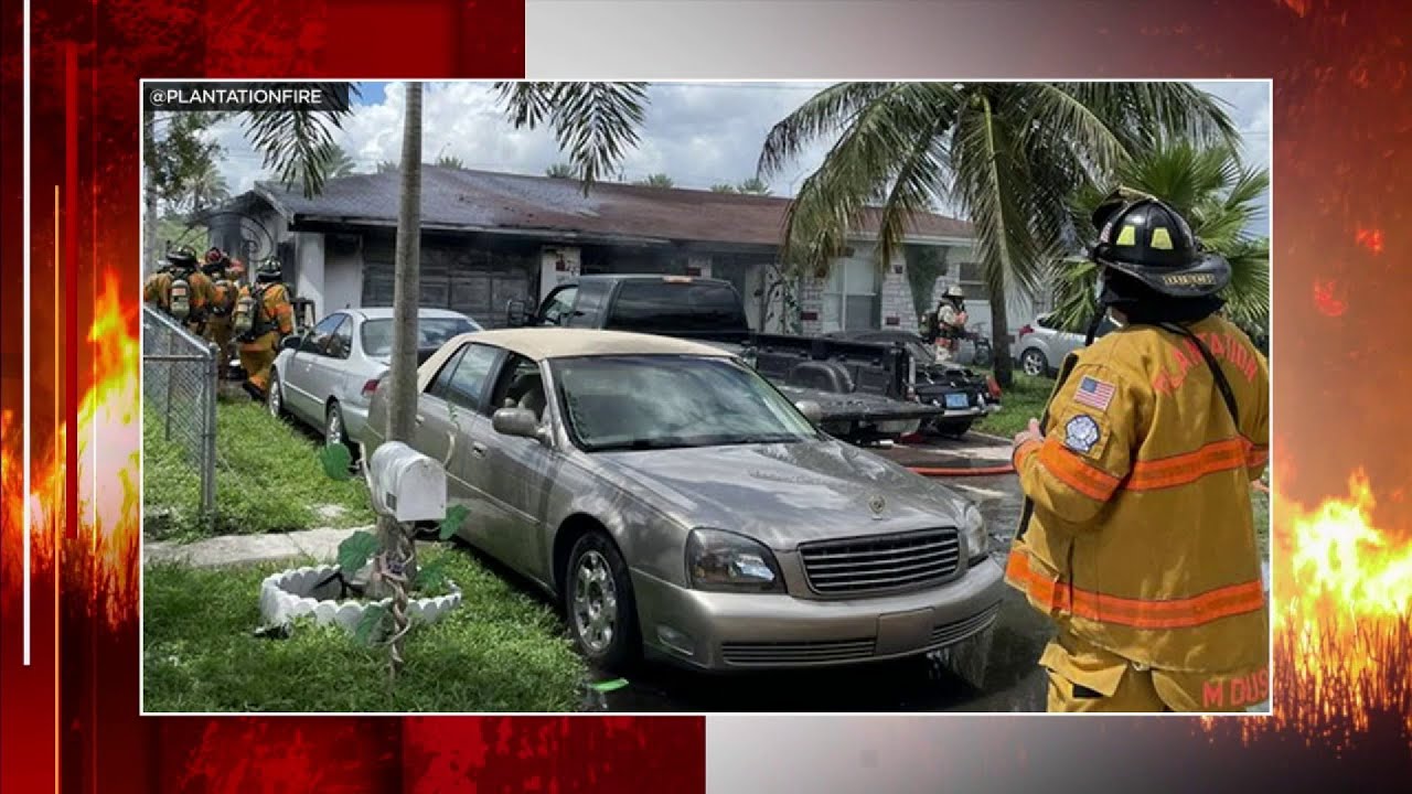 Firefighters put out blaze at Plantation home - YouTube