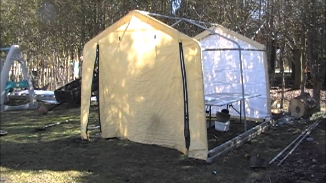 10x10 shelterlogic shed turned into a greenhouse - youtube