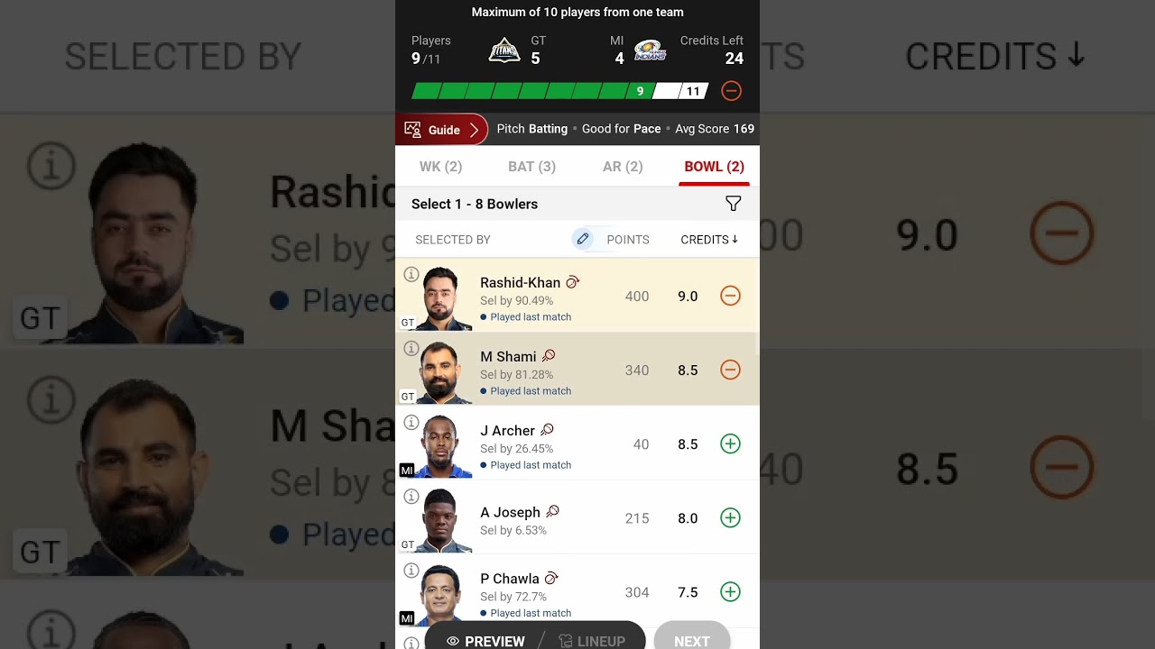 Today Match Team | Dream 11 Team MI vs GT | 