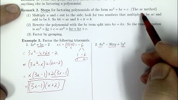 MAT 150: Week 7: Factoring Review Part 5: Factoring Trinomials with the 