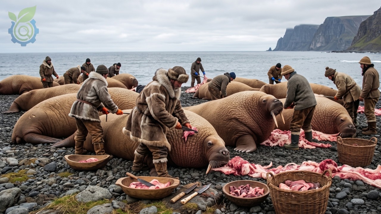 Traditional Arctic Walrus Hunting and Industrial Fishing Methods