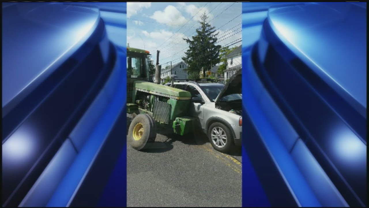 Farm tractor crashes into car in Easthampton YouTube