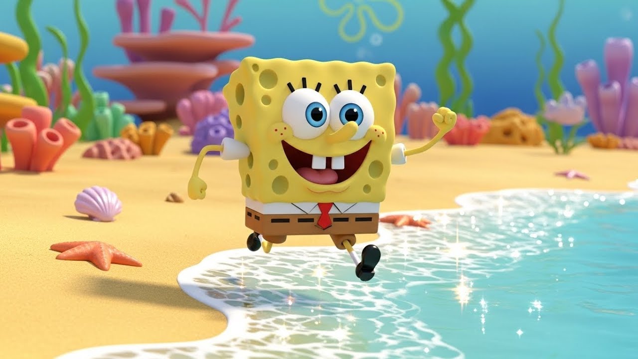 SpongeBob Jumped Over a Tiny Wave 🌊🧽 | Funny Toddler Song for Kids