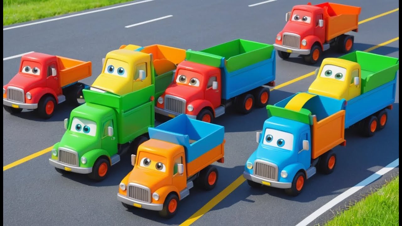 Five Little Toy Trucks Roll Roll Roll | Construction Counting & Playroom Songs