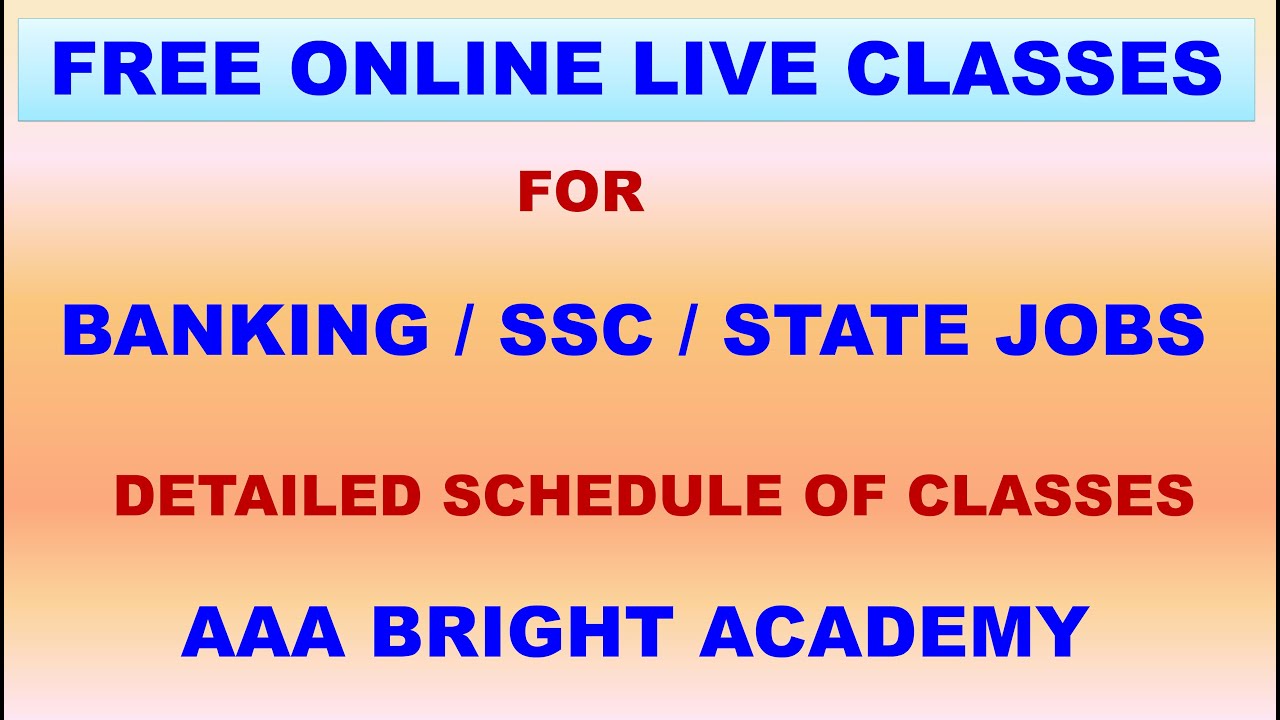 Free Online Live Classes l BANKING / SSC / State Jobs