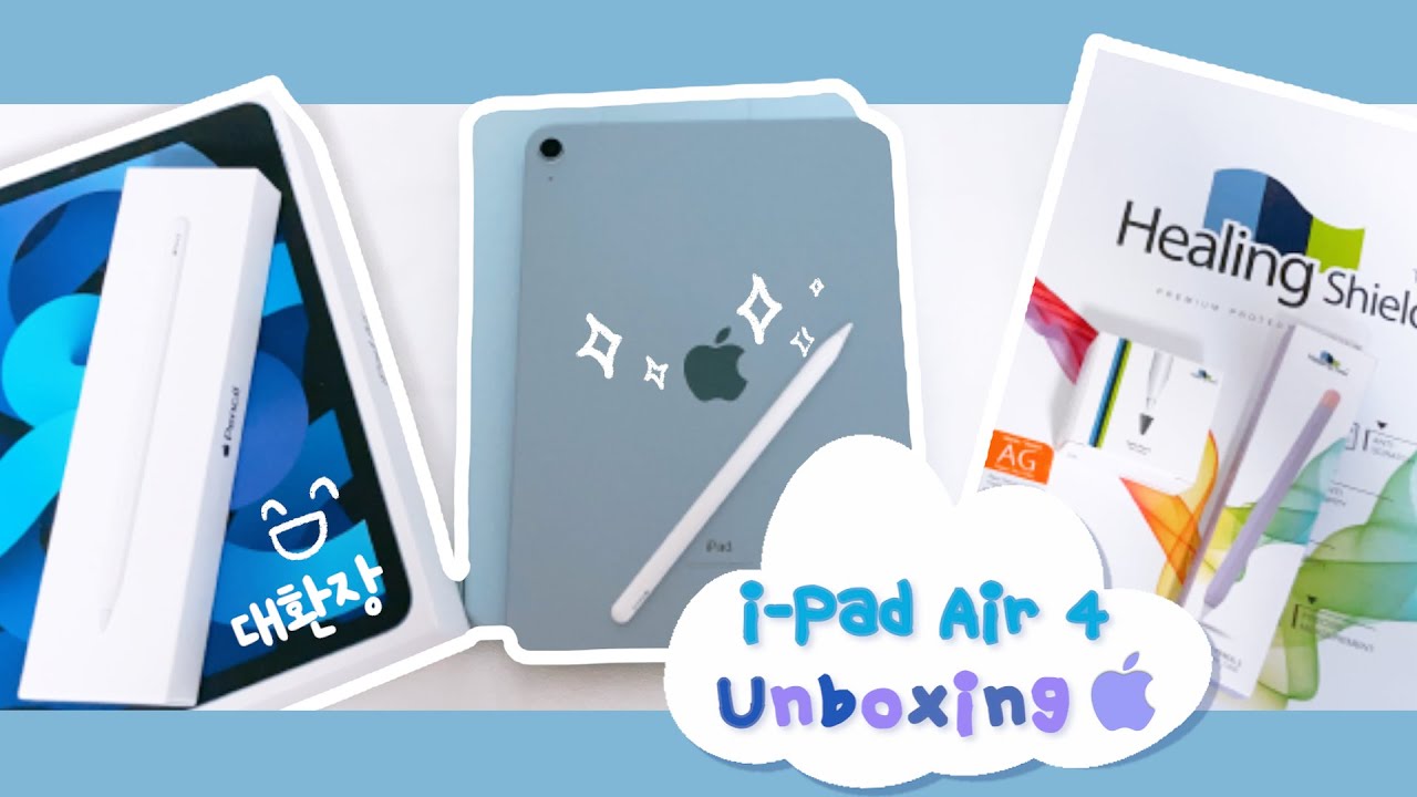 UNBOXING] iPad Air 4 Sky Blue Unboxing 💙 ㅣApple Pencil 2 and