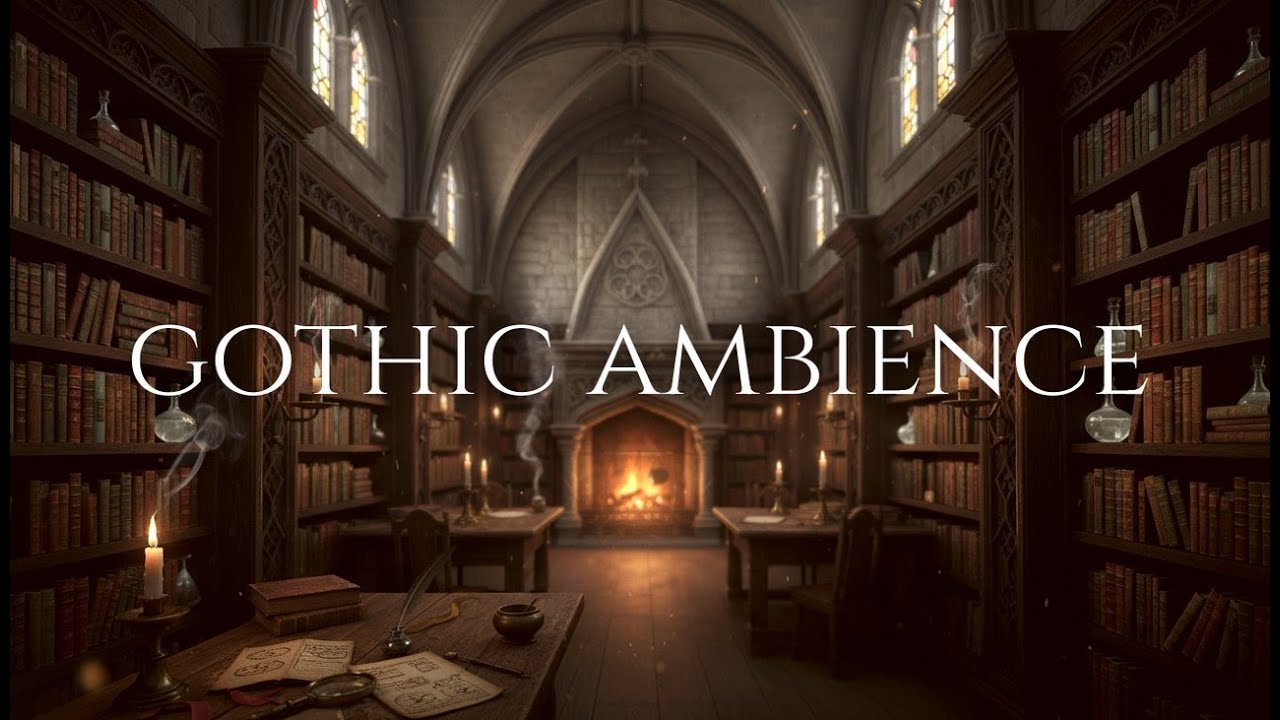 Cozy Gothic Library | Ambience for Deep Sleep & Study (4K)