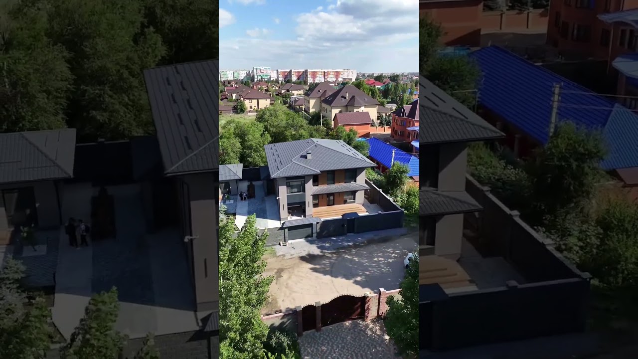 Фасад частного дома выполнен в комбинации HPL Fundermax и керамогранитных плит. 