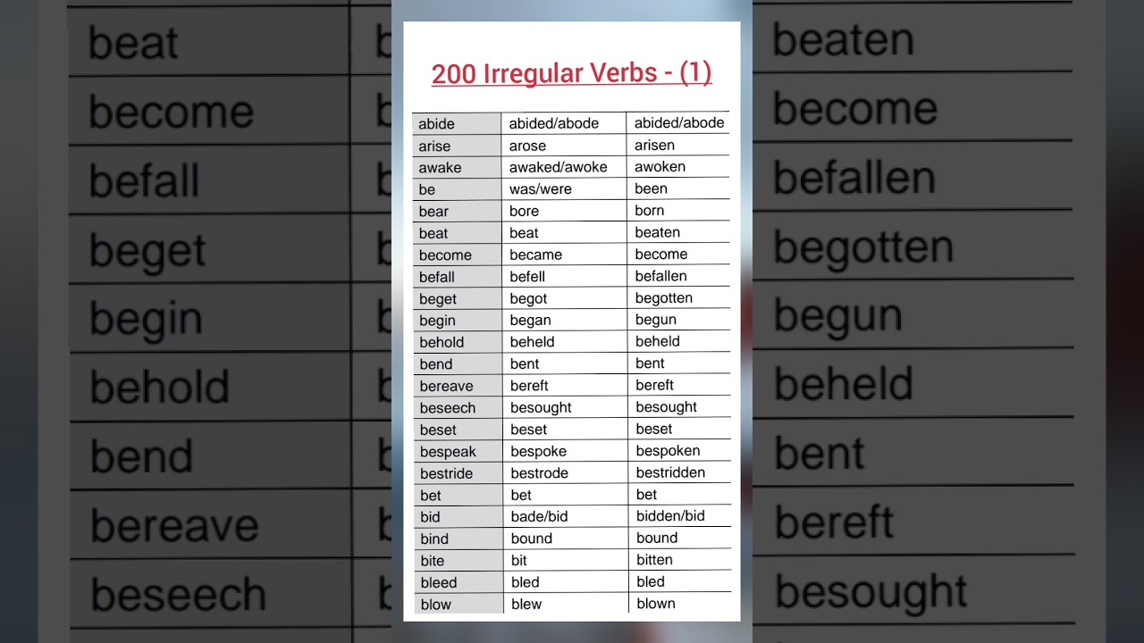 irregular verbs...