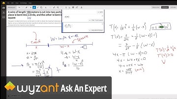 A piece of wire is cut into two pieces, the pieces bent into a circle and square. Find min area.