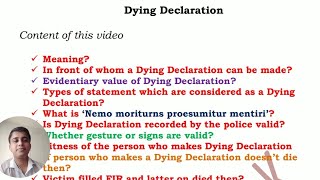 Dying Declaration Evidence act