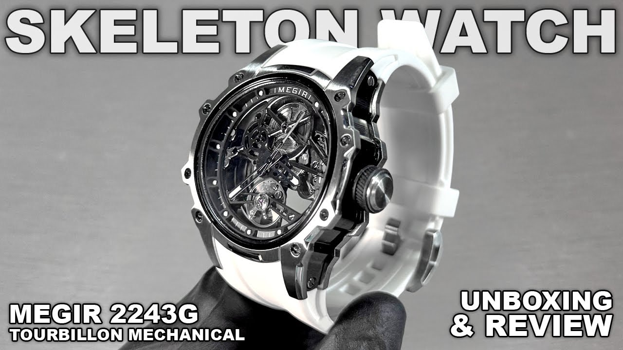 Skeleton Tourbillon Mechanical Watch! MEGIR 2243G Unboxing and 