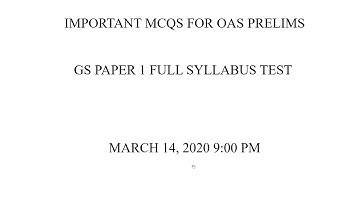 FREE FULL SYLLABUS TEST FOR OAS 2019 PRELIMS-MARCH 14,2020-9 PM- REGISTRATION LINK GIVEN BELOW