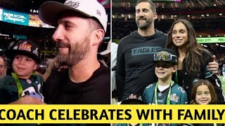 Super Bowl 2025: Eagles Coach Nick Sirianni Adorably Celebrates Eagles Win With Kids on Field