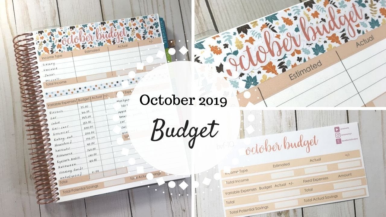 October 2019 Budget | Erin Condren Deluxe Monthly | Sara Marie Stickers |