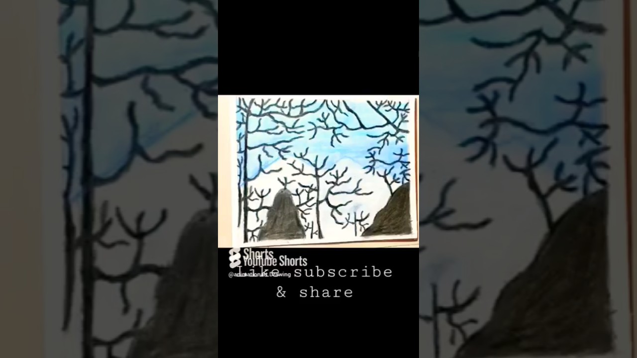 Bare Trees in Winter | Unique Oil Pastel Drawing Idea 